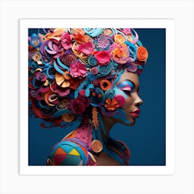 Curly Haired Woman Art Print