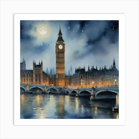 View of Big Ben At Night London Art Print