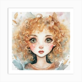 Girl With Curly Hair Art Print