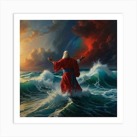 Jesus In The Waves 1 Art Print