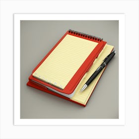 3d Notepad Icon With Pen (2) Art Print