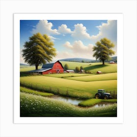 Peaceful Farm Meadow Landscape (38) Art Print