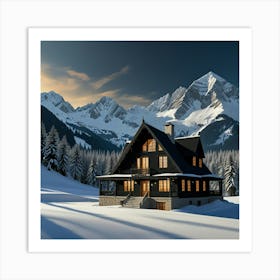 Cabin In The Mountains Art Print