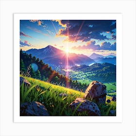 Sunset In The Mountains 15 Art Print