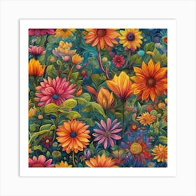 Flowers In The Garden 1 Art Print