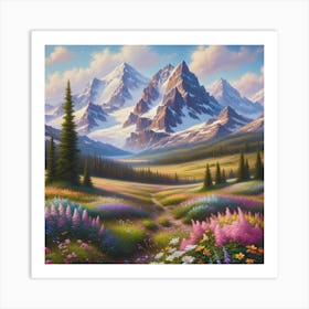 Mountain Landscape Pathway To Serenity 2 Nature AI Art Print