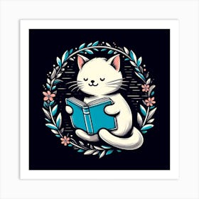 Cat Reading A Book Art Print