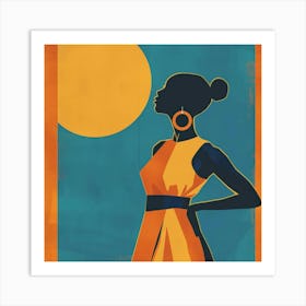 African Woman In Blue Dress Art Print