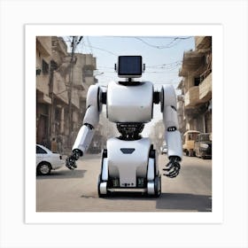 Robot In The Street Art Print