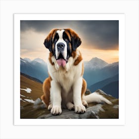 St Bernard Dog 23 Art Print