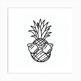 Pop Art Meets Quirkiness: A Single Line Drawing of a Pineapple with Sunglasses Art Print
