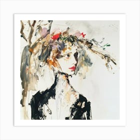 'Woman With Flowers' Art Print