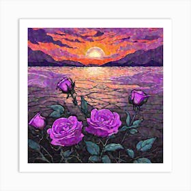 Purple Roses At Sunset Art Print