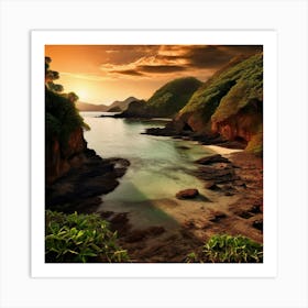 Landscape Grande Anse Darlet Earthy Tones Art Print