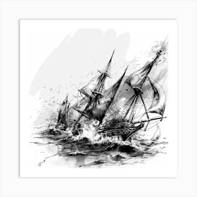 Sailing Ship In Rough Seas Art Print