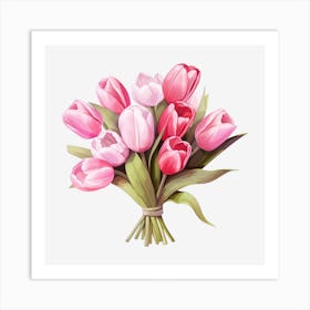 Bouquet Of Pink Tulips 1 Art Print