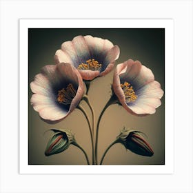 Flax3 Floral Botanical Vintage Poster Flower Art(4) Art Print