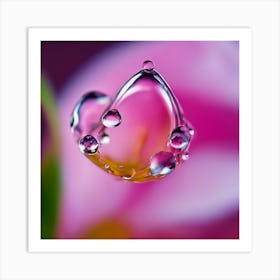 A Close Up Of A Delicate Raindrop On A Vibrant Flower Petal, Showcasing Its Reflective Surface And I (1) Art Print