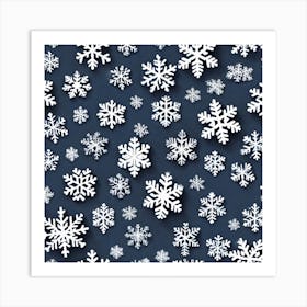 Snowflakes On A Blue Background 1 Art Print