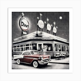 Diner At Night Art Print