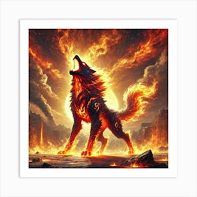 Yang Fire Wolf Flame Howl Art Print