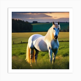 White Horse In A Field 1 Art Print