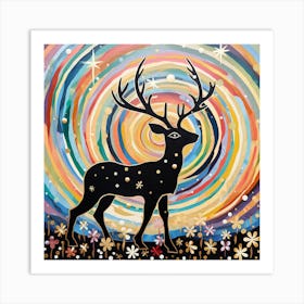 Deer In The Stars Art Print