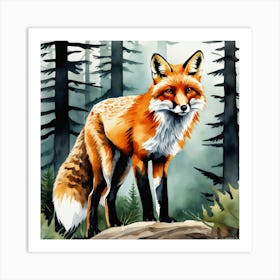 Fox In The Woods 45 Art Print