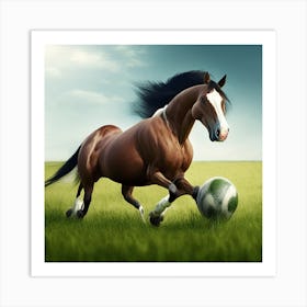 Horse Kicking Soccer Ball Art Print