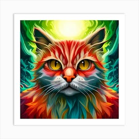 Cat With Glowing Eyes 1 Art Print