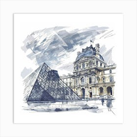 A Louvre Museum In Paris Hand Drawn Sketch Illus 1719915098 2 Art Print