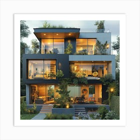 Modern House In The Forest Art Print