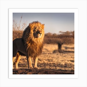 Lion In The Savannah Art Print