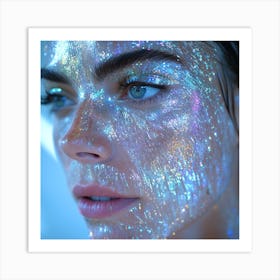 Girl With Glitter On Her Face 1 Art Print