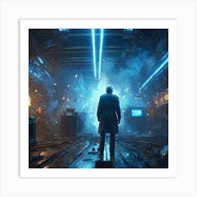 Man In A Futuristic City Art Print