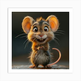 Mouse On A Dark Background Art Print