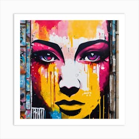 Urban Fusion Expressive Wall Art Featuring Street Inspired Canvases With Airbrushed Elements, Acrylic & Oil Paintings, Stencils, Spray Paint, Abstract Lines, Splashes, Graffiti, And Colorful Newsp (1) Art Print