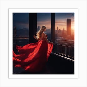 Woman In A Red Dress Art Print