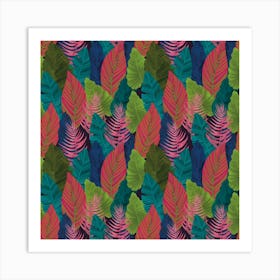 Tropical Leaves Seamless Pattern Art Print