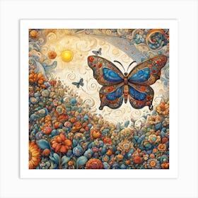 Decorative Floral Butterfly Abstract IV Art Print