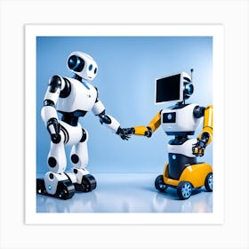 Two Robots Shaking Hands Art Print