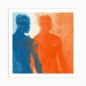 Two Men in Blue and Orange Art Print