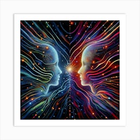 Two Heads Facing Each Other Art Print