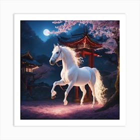 White Horse In The Night Art Print