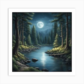 Full Moon In The Forest 5 Art Print