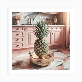 Pink Kitchen With Pineapple Art Print