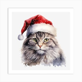 Santa Claus Cat 8 Art Print