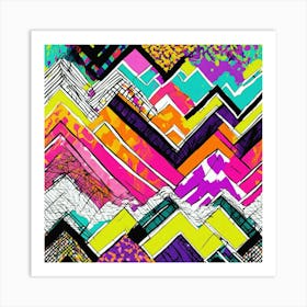 Chevron + Daisy+ Poppy+ Marigolds + Neon Plaids Pa Art Print