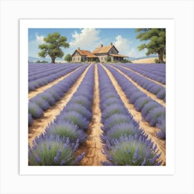 Lavender Field paintings art print 1 Art Print