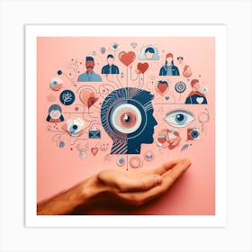 Hand Holding A Brain Art Print